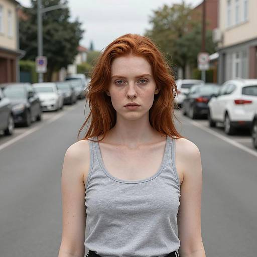 Pale-Skinned Woman in Urban Setting