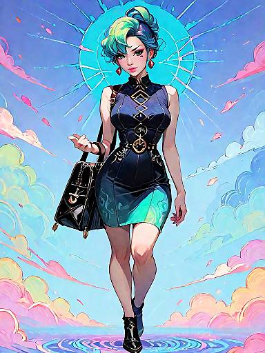 Stylish Woman in Dark Fantasy Dress