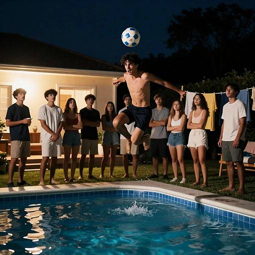 Vibrant Nighttime Pool Party Scene