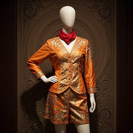 Elegant Mannequin in Orange and Gold