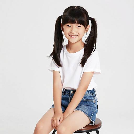 Photorealistic Smiling Girl with Twin Ponytails