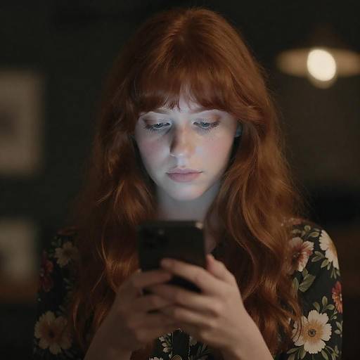 Casual Woman with Smartphone in Bokeh