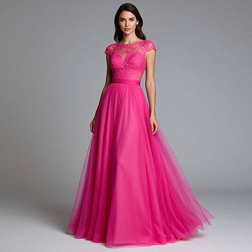 Elegant Woman in Vibrant Fuchsia Gown