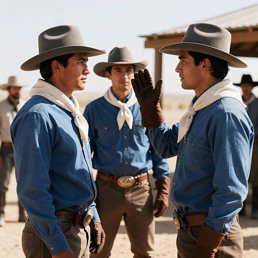 Three Cowboys in Desert Setting