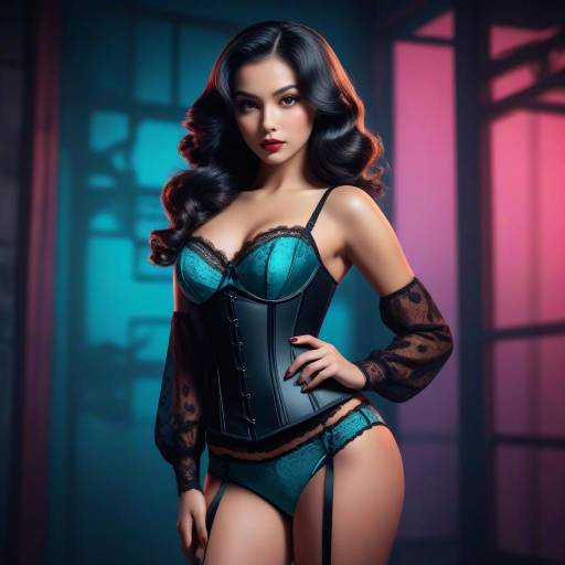 Retro Noir Latina Pin-Up Illustration