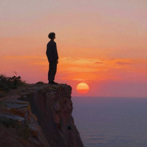 Solitary Figure at Surreal Sunset