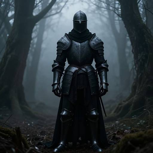 Gothic Black Knight in Fog