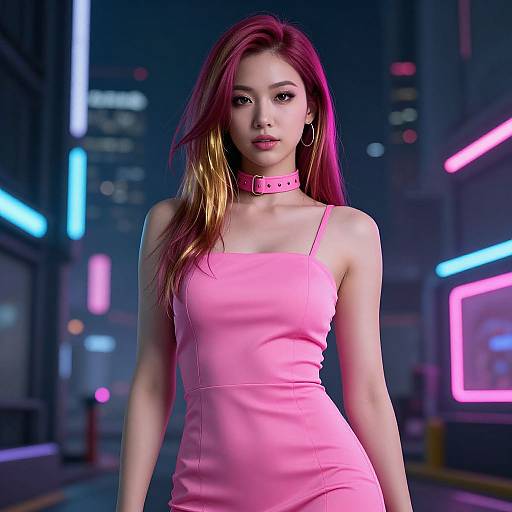 Cyberpunk Woman with Neon Hair