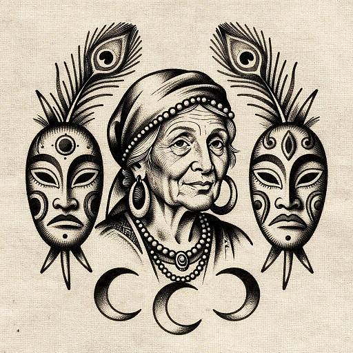 Vintage Monochrome Tattoo Flash Design