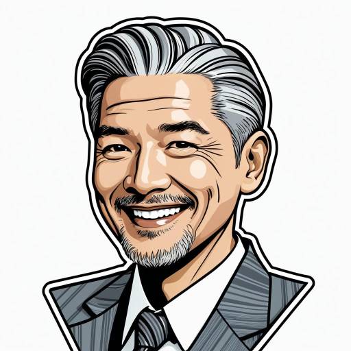 Die-Cut Sticker of Smiling East Asian Man