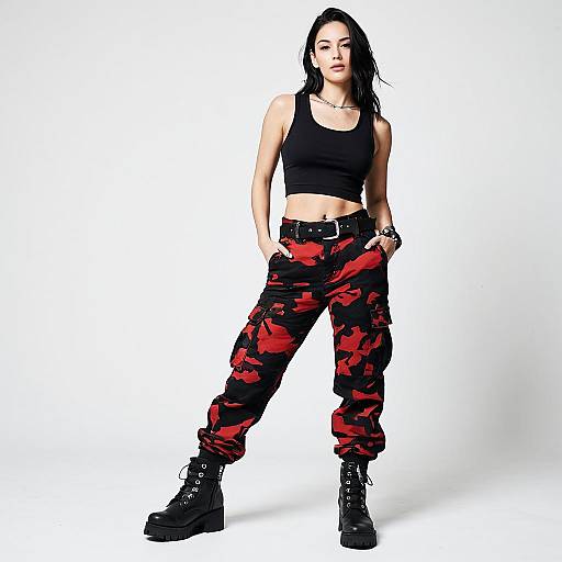Edgy Urban Woman in Camouflage Pants