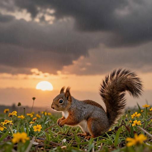 Vintage Caticorn Amid Mars Flower Field