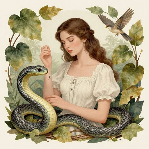 Woman with Serpent in Garden