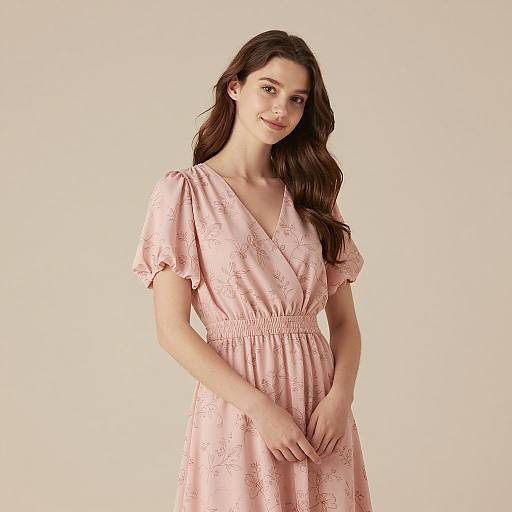 Elegant Young Woman in Floral Dress