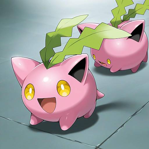 Illustration of Hoppip, pokemon in the style of Kamia (not found)