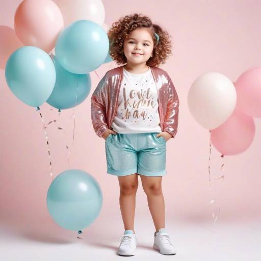 Cute Toddler with Balloons and Sequin Outfit