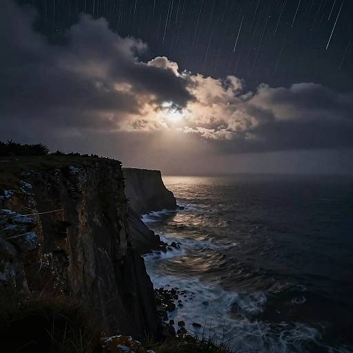Windswept Cliff Stormy Meteor Sky
