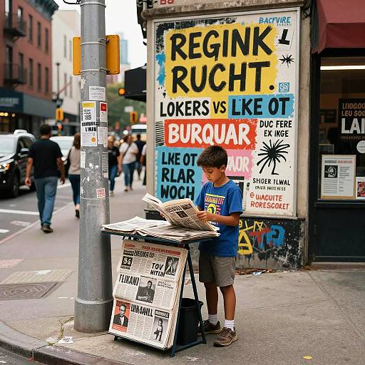 Basquiat-Style Urban Newspaper Vendor