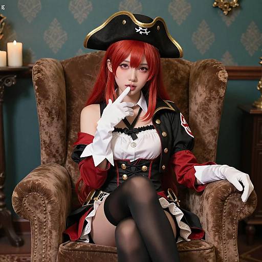 Red-Haired Pirate Anime Girl