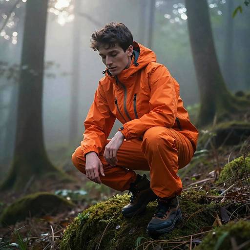 Man in Orange Jumpsuit at Dawn