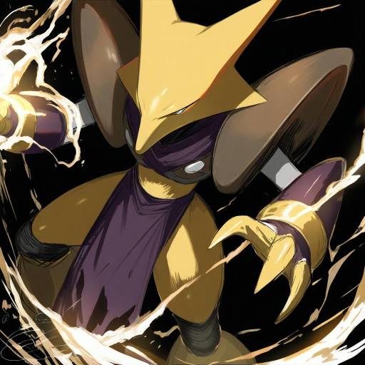 Illustration of Alakazam, pokemon in the style of Isshiki (ffmania7)