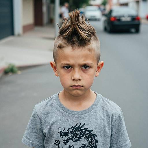 Boy with Mohawk Hairstyle in Urban Street