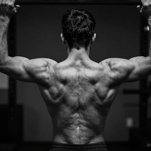 Dramatic Black-and-White Muscular Backshot