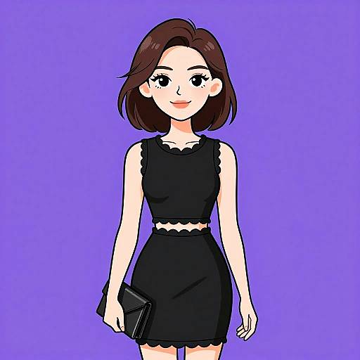 Chic Woman in Black Mini Dress