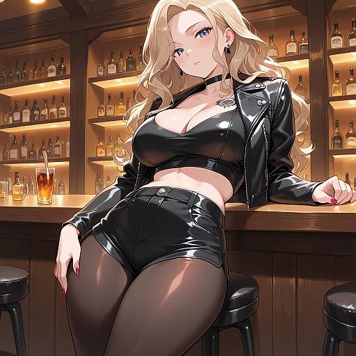 Stylish Woman at Bar Portrait