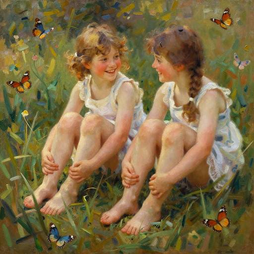 Impressionist Painting of Joyful Girl