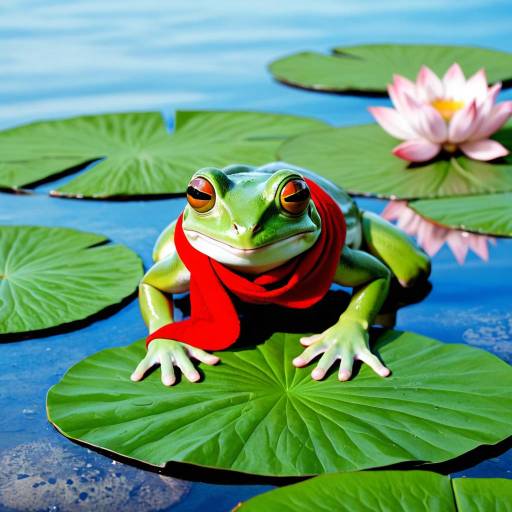 Elegant Frog on Lily Pad Art Elegant Frog on Lily Pad Art