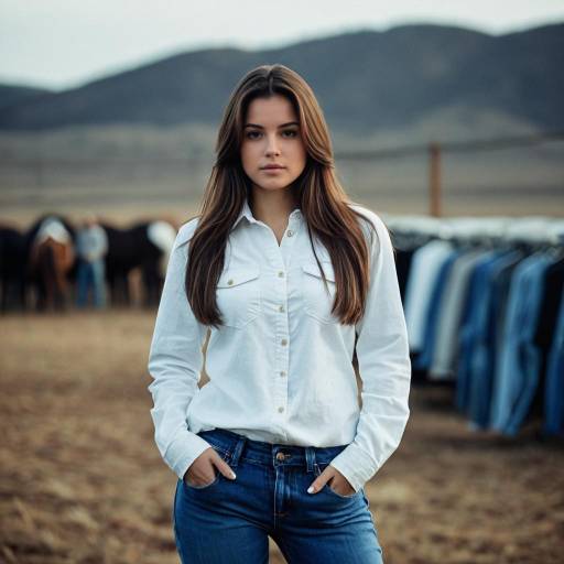 Realistic Denim Fashion Portrait of Woman