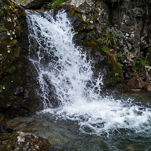 Close-Up of Torrente Over Rocky Cliffs