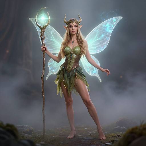 Enchanting Pixie Woman with Staff