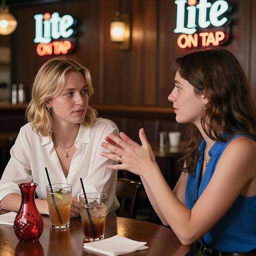 Intimate Bar Scene with Two Women