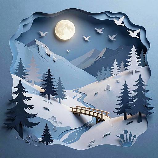 Frosted Alpine Paper Cut Art