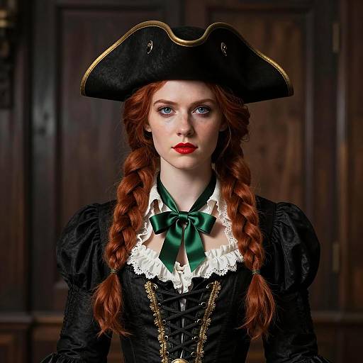 Woman in Black Pirate Costume