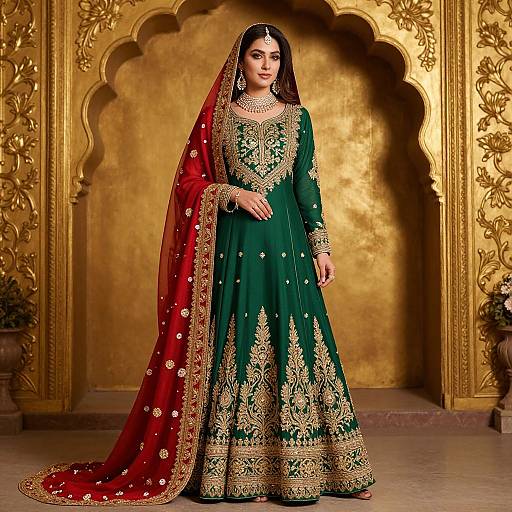 Vibrant Mughal Woman in Ornate Attire