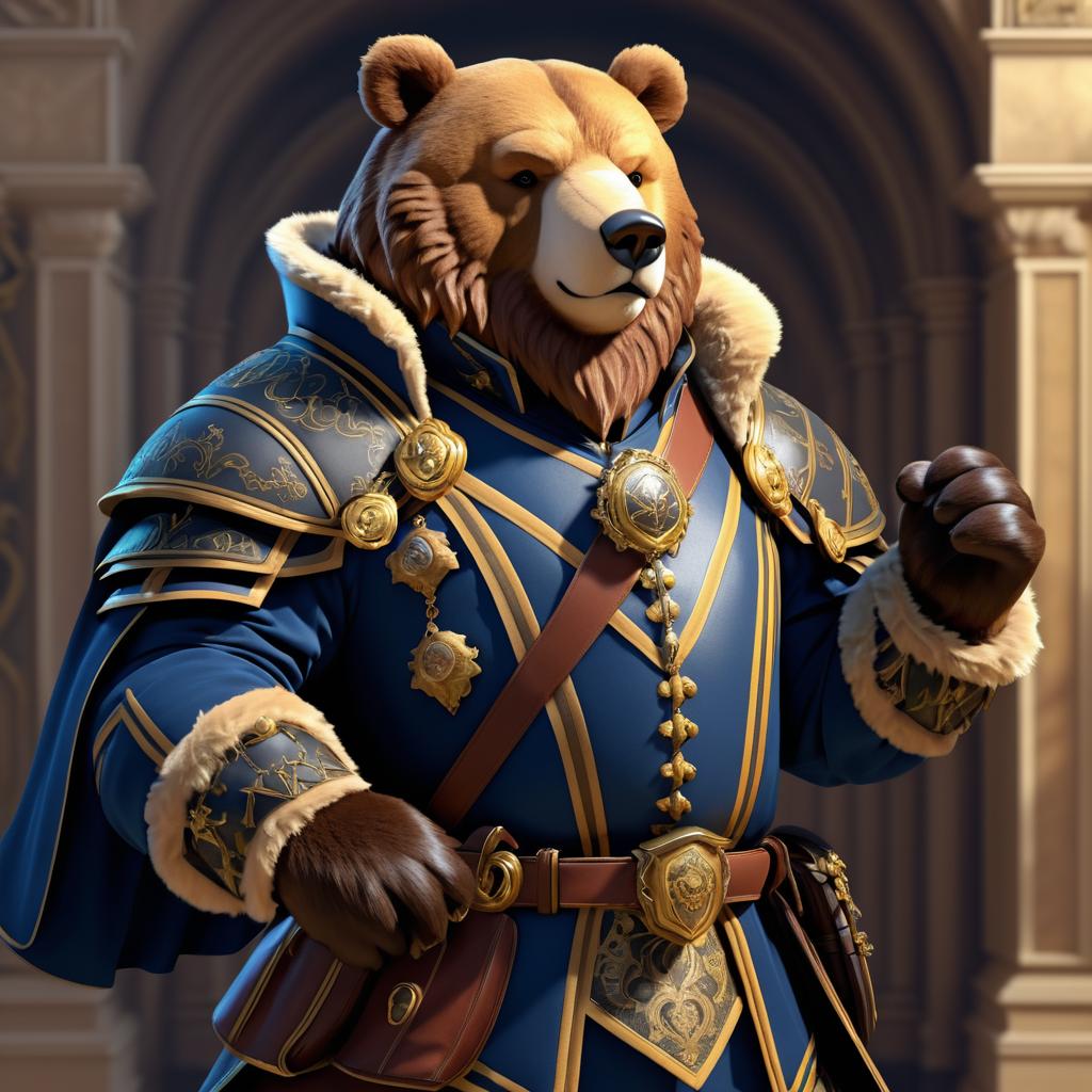 Baroque Bear Combat Strategist Illustration