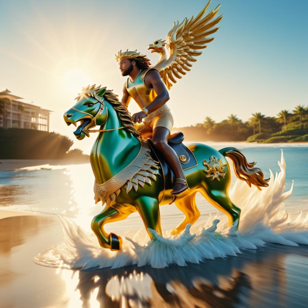 Epic Knight Riding a Griffin Scene