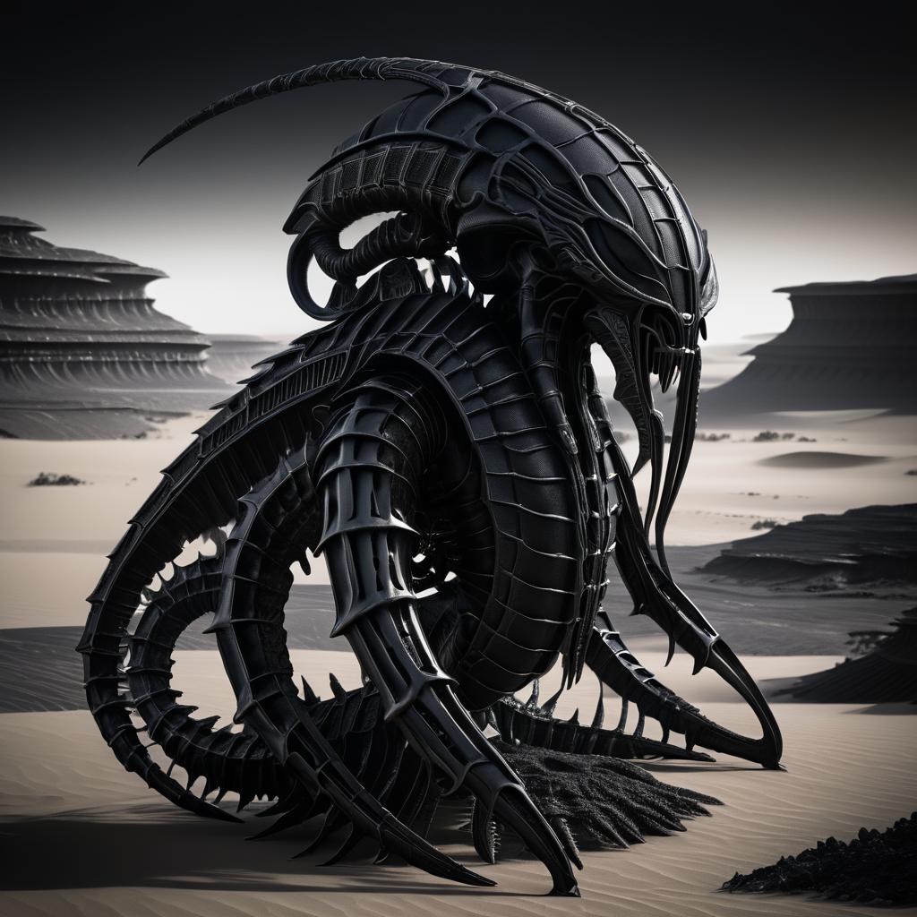 Mayan-Inspired Xenomorph in Giger Style