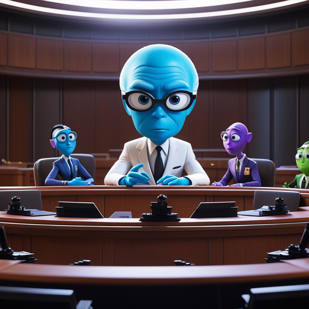 Pixar-Style Alien Courtroom Adventure