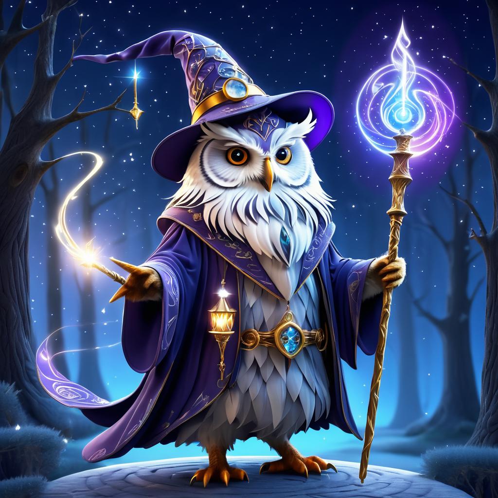 Majestic Wizard Owl in Fantasy Realm