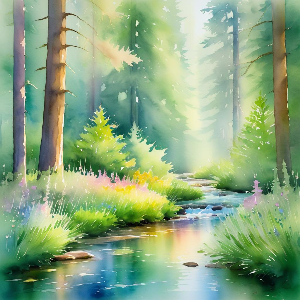 Serene Forest with Soft Morning Light