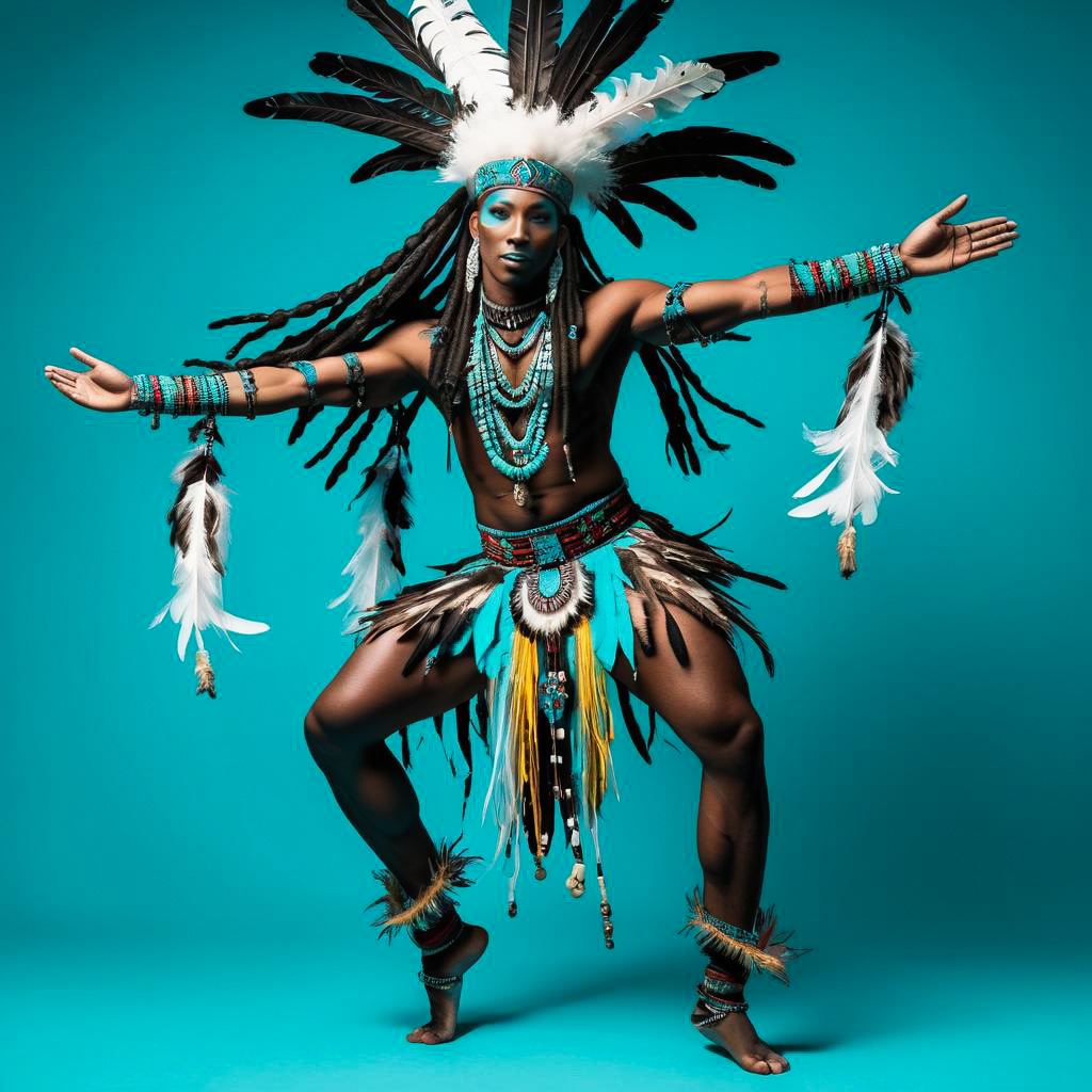 Ecstatic Dancer in Vibrant Voodoo Attire