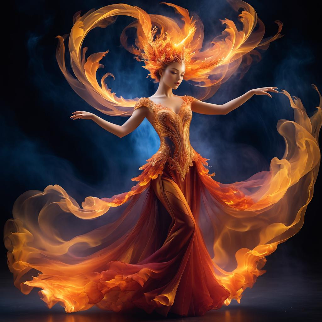 Ethereal Flame Creature in Surreal Dance