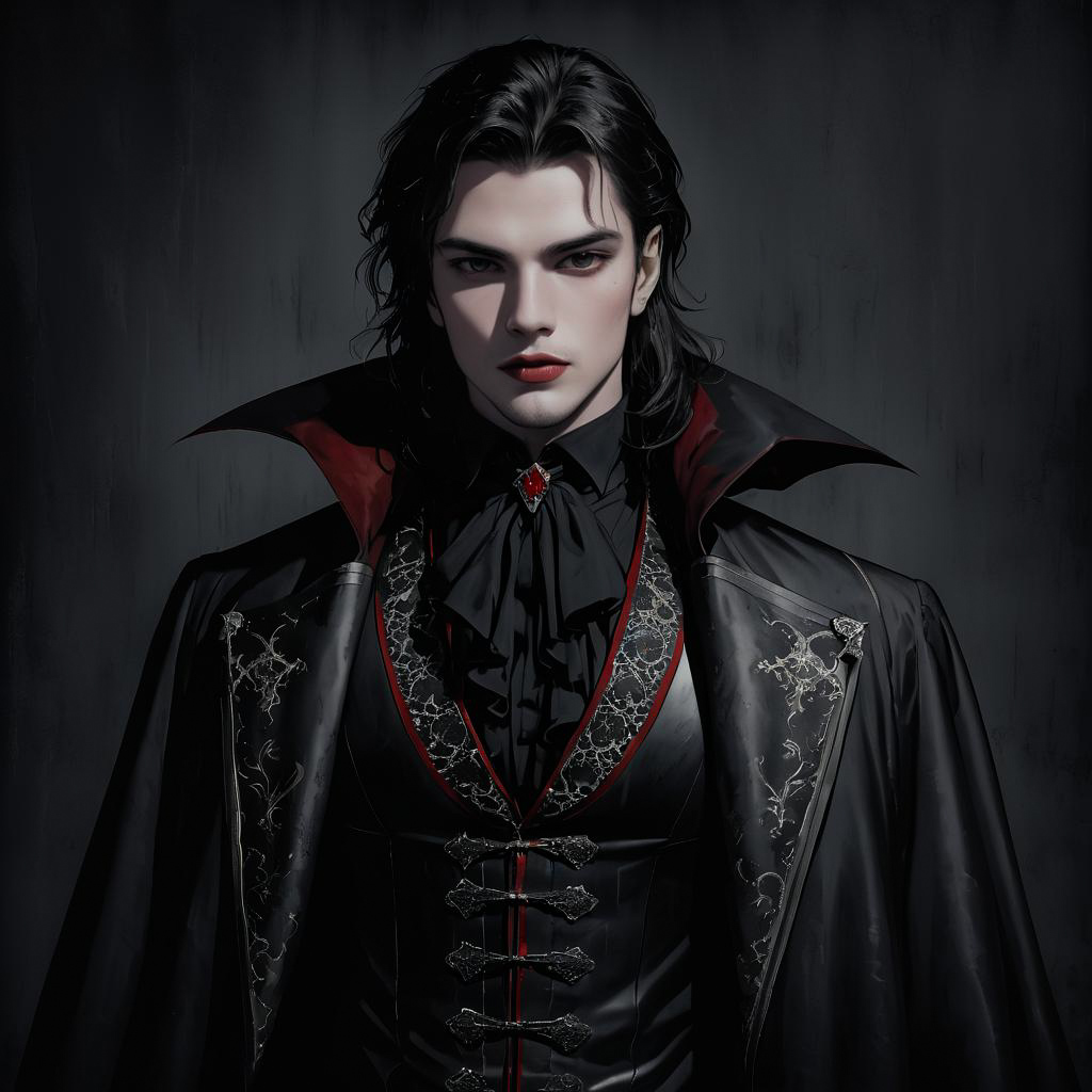 Brooding Noble Vampire in Dark Elegance