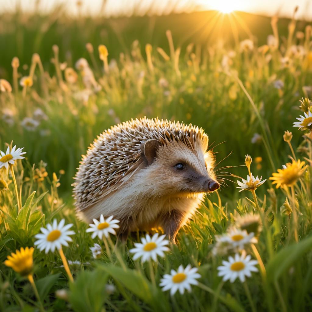 Hedgehog Foraging at Sunset in 4K