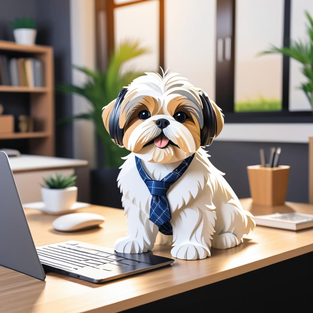 Sarcastic Shih Tzu Working from Home