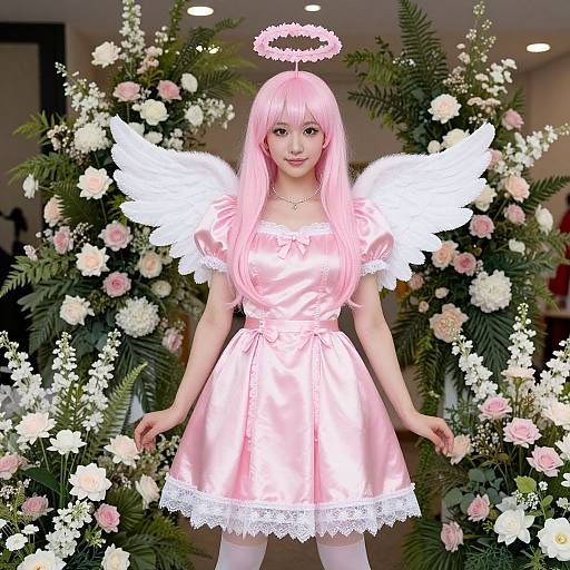 Pink Angel Costume with Flowers